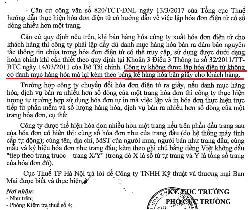 Công văn 78552/CT-TTHT hướng dẫn về việc hóa đơn điện tử không được đính kèm bảng kê